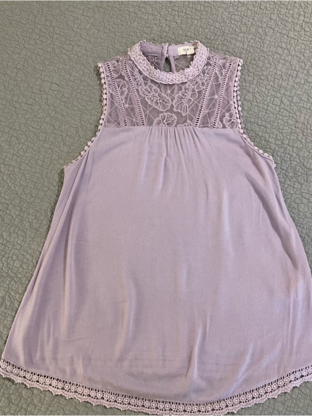 Taylor & Sage Lavender Lace Yoke Sleeveless Tank